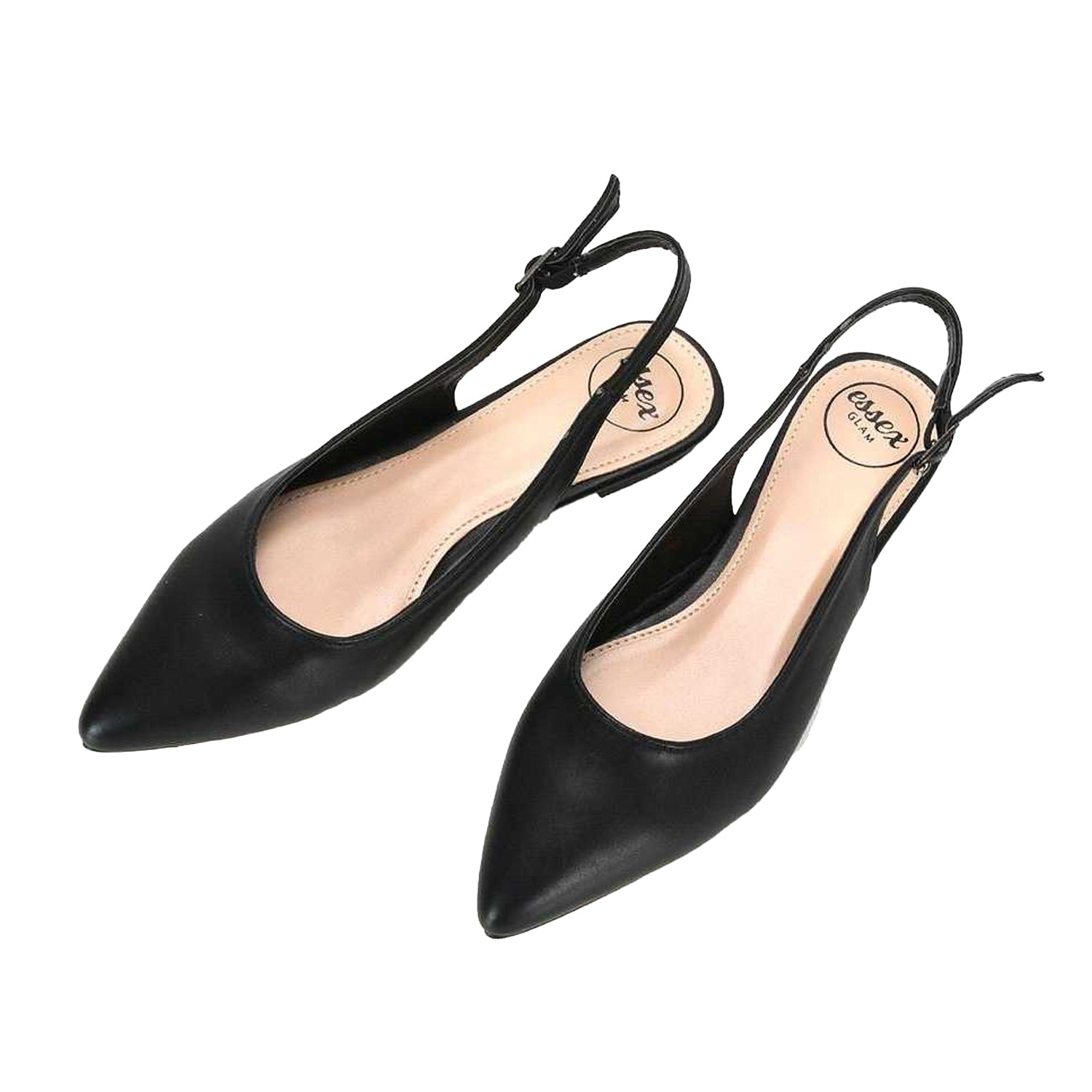 Black - Pack Shot - XY London Womens-Ladies Mindy Sling Back Ballerina Flats