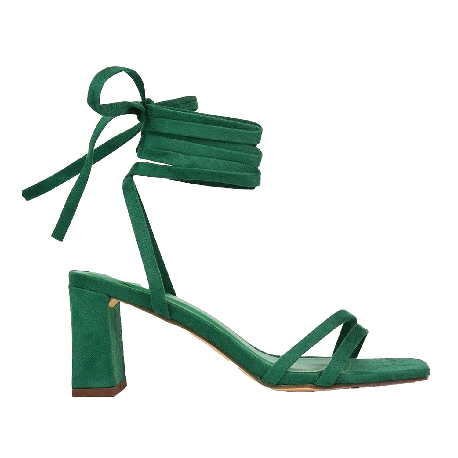 Green - Side - XY London Womens-Ladies Tanyel Strappy Lace Up Mid Block Heel Sandals