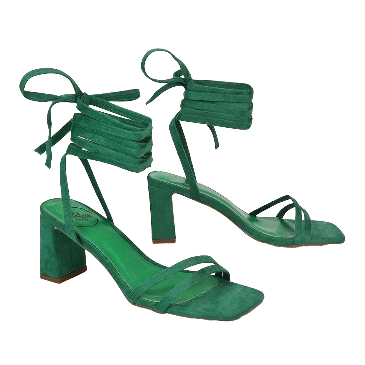 Green - Lifestyle - XY London Womens-Ladies Tanyel Strappy Lace Up Mid Block Heel Sandals