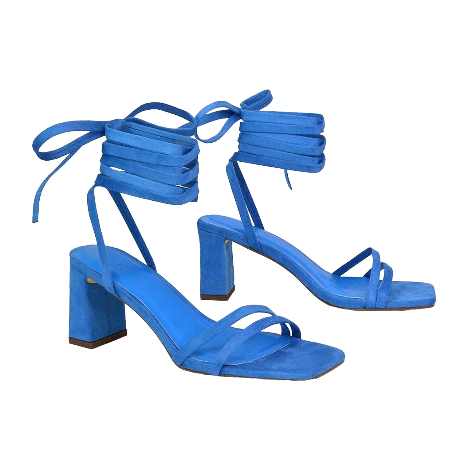 Blue - Lifestyle - XY London Womens-Ladies Tanyel Strappy Lace Up Mid Block Heel Sandals