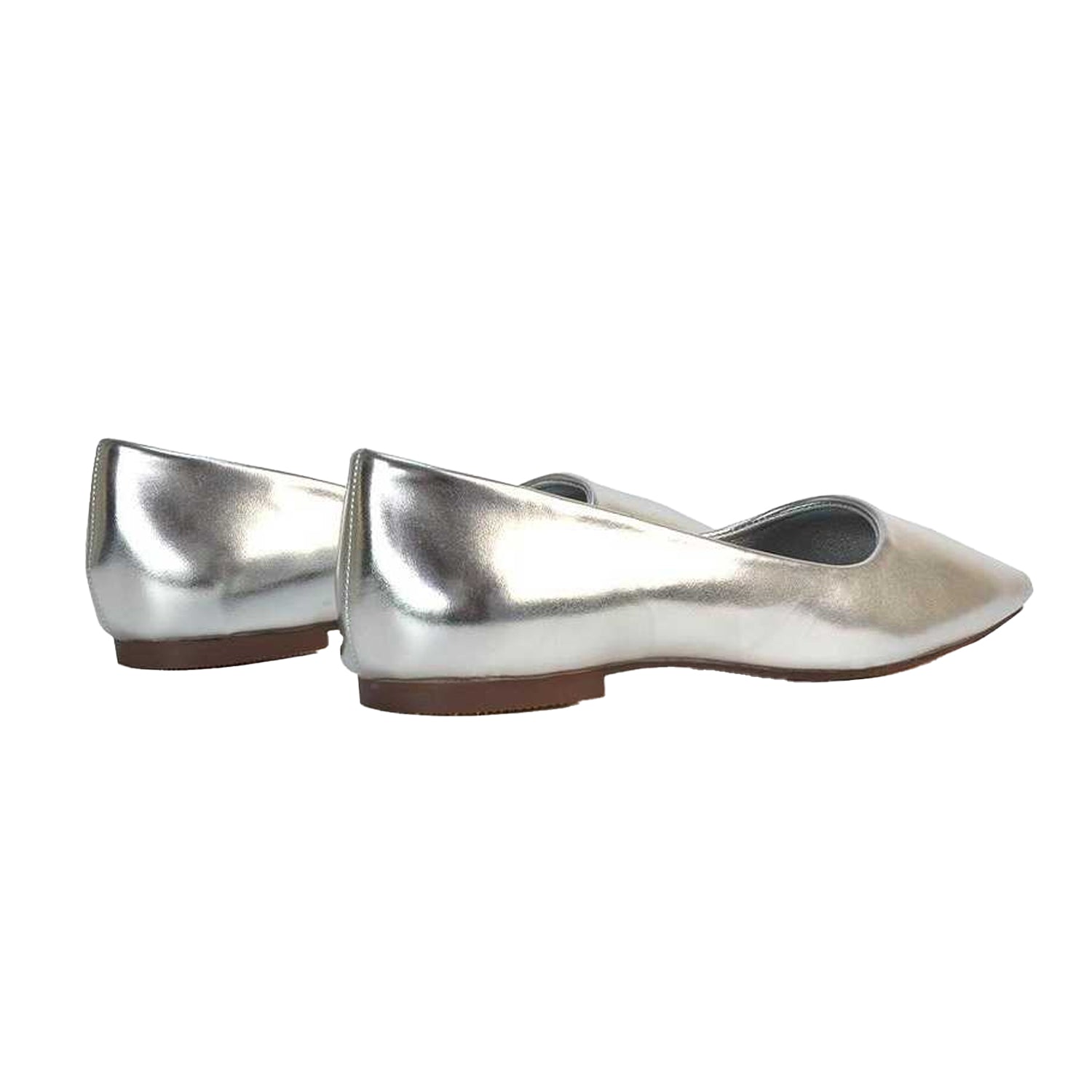 Metallic Silver - Back - XY London Womens-Ladies Maci Square Toe Ballerina Flats