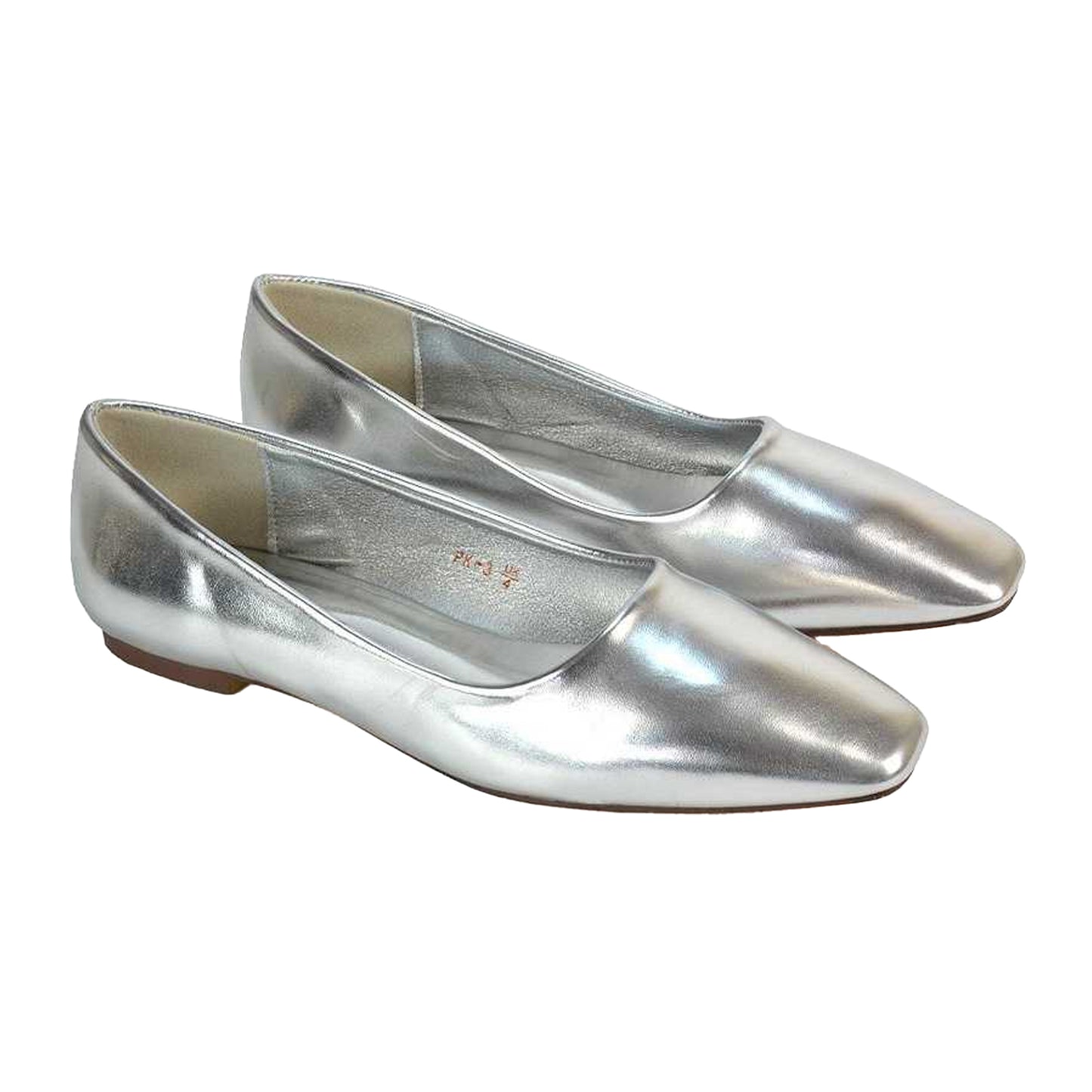 Metallic Silver - Lifestyle - XY London Womens-Ladies Maci Square Toe Ballerina Flats