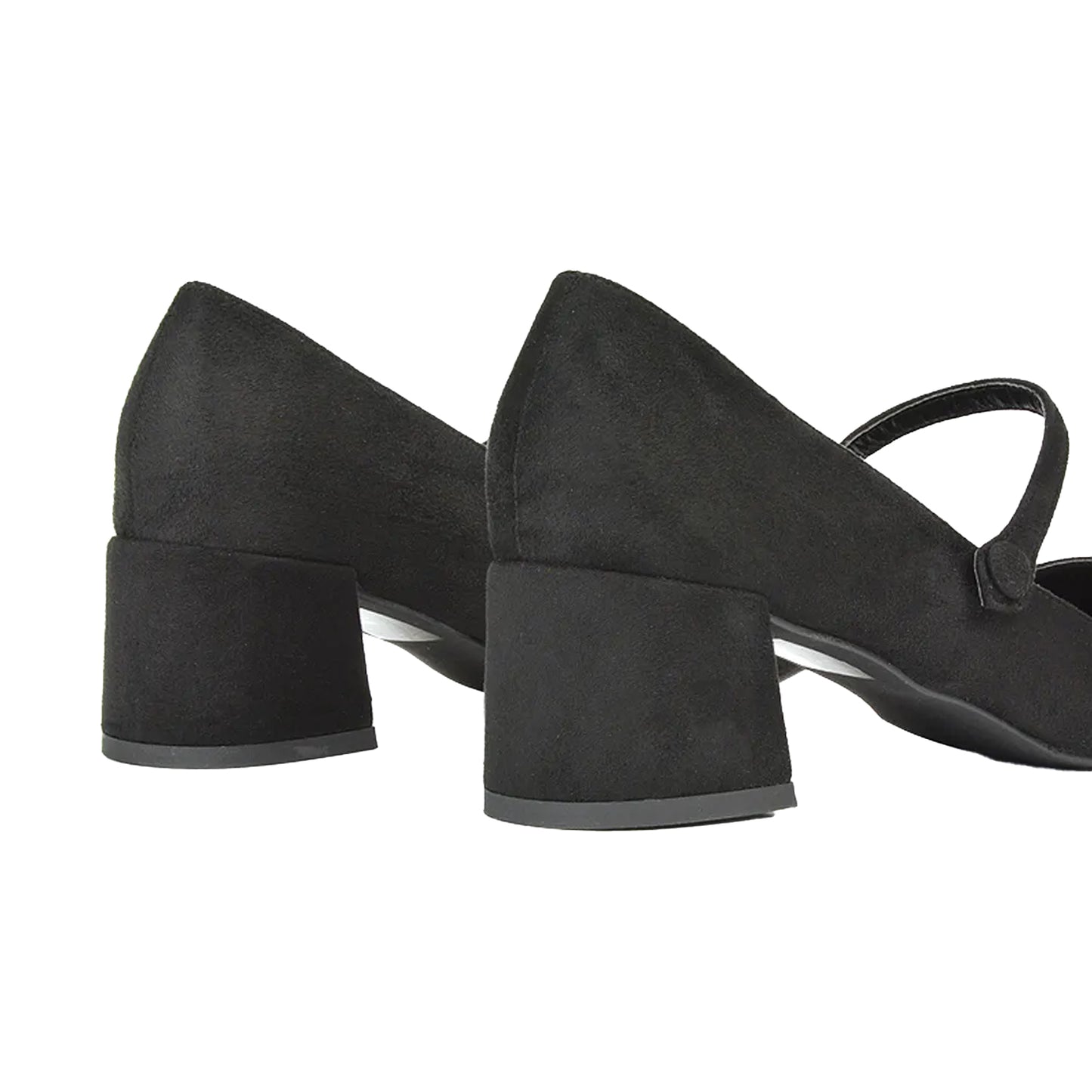 Jet Black - Back - XY London Womens-Ladies Leneka Low Block Heel Court Shoes