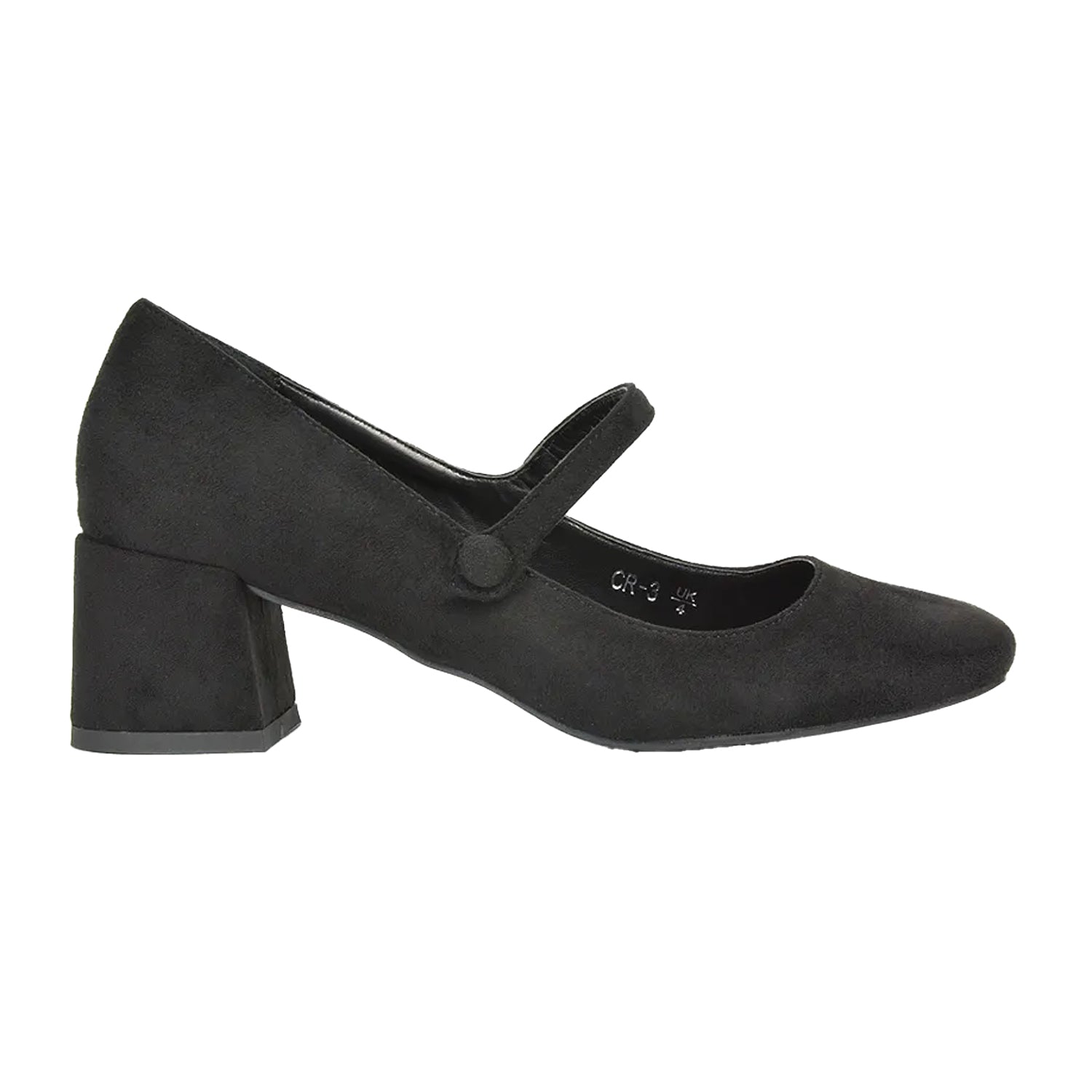 Jet Black - Side - XY London Womens-Ladies Leneka Low Block Heel Court Shoes