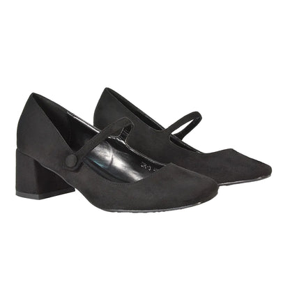 Jet Black - Lifestyle - XY London Womens-Ladies Leneka Low Block Heel Court Shoes