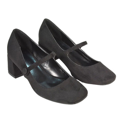Jet Black - Pack Shot - XY London Womens-Ladies Leneka Low Block Heel Court Shoes