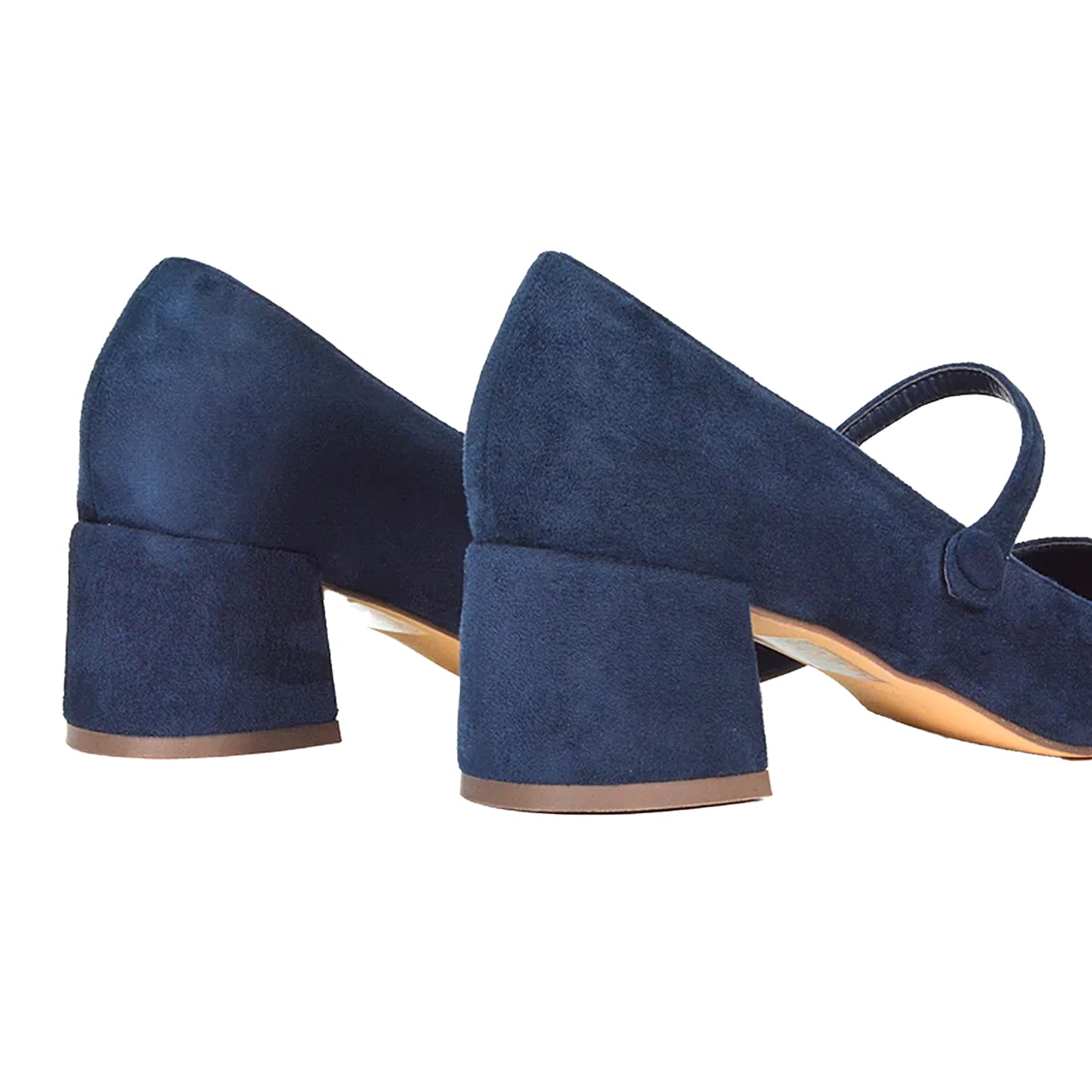 Navy - Back - XY London Womens-Ladies Leneka Low Block Heel Court Shoes