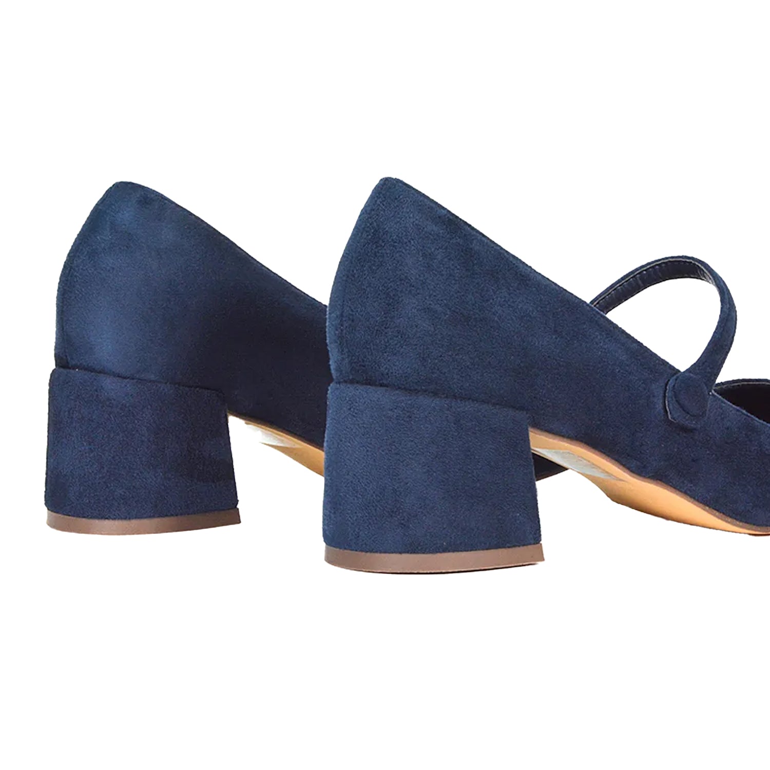 Navy - Back - XY London Womens-Ladies Leneka Low Block Heel Court Shoes