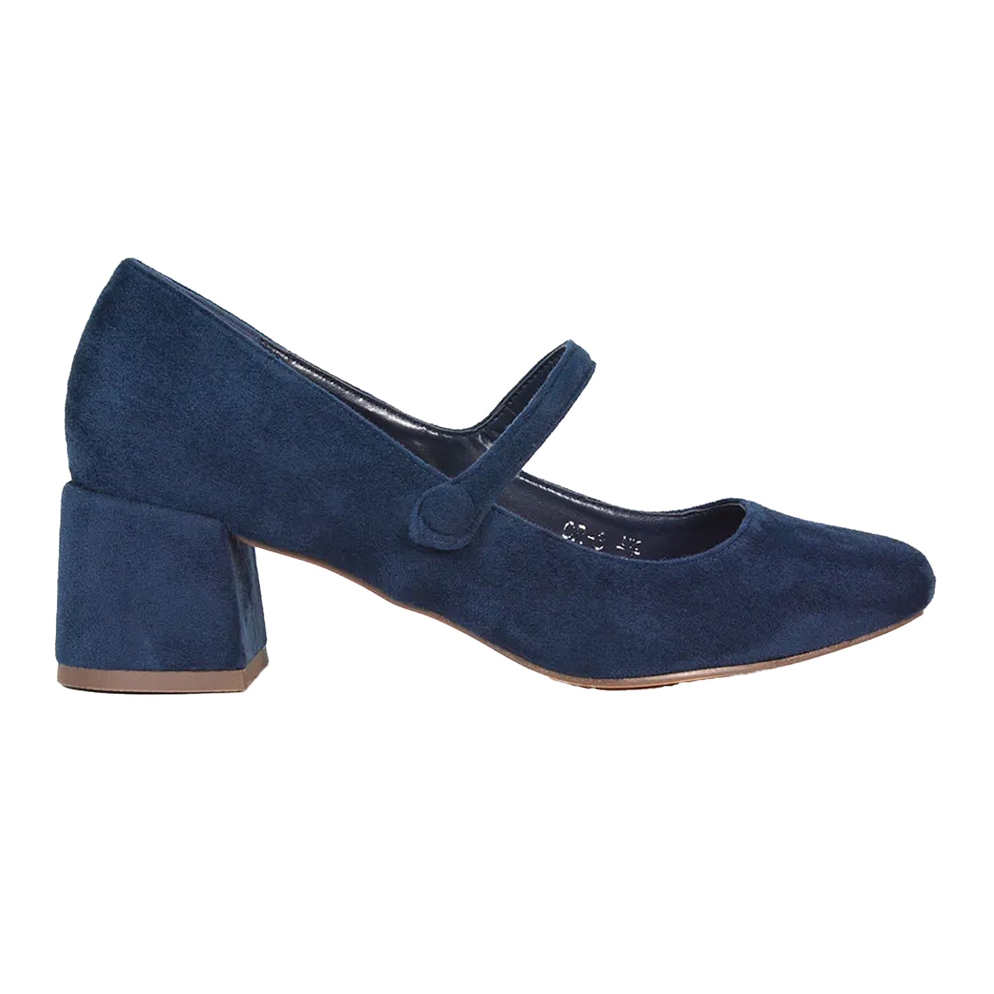 Navy - Side - XY London Womens-Ladies Leneka Low Block Heel Court Shoes