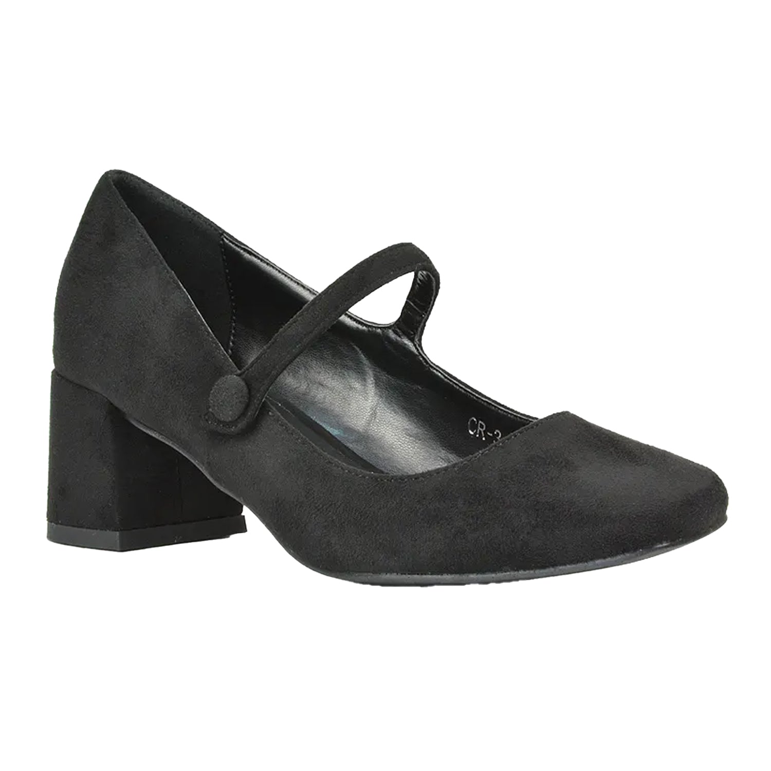 Jet Black - Front - XY London Womens-Ladies Leneka Low Block Heel Court Shoes