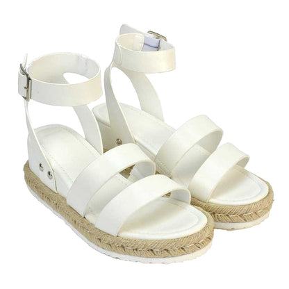 White - Lifestyle - XY London Womens-Ladies Brook Platform Low Wedge Sandals