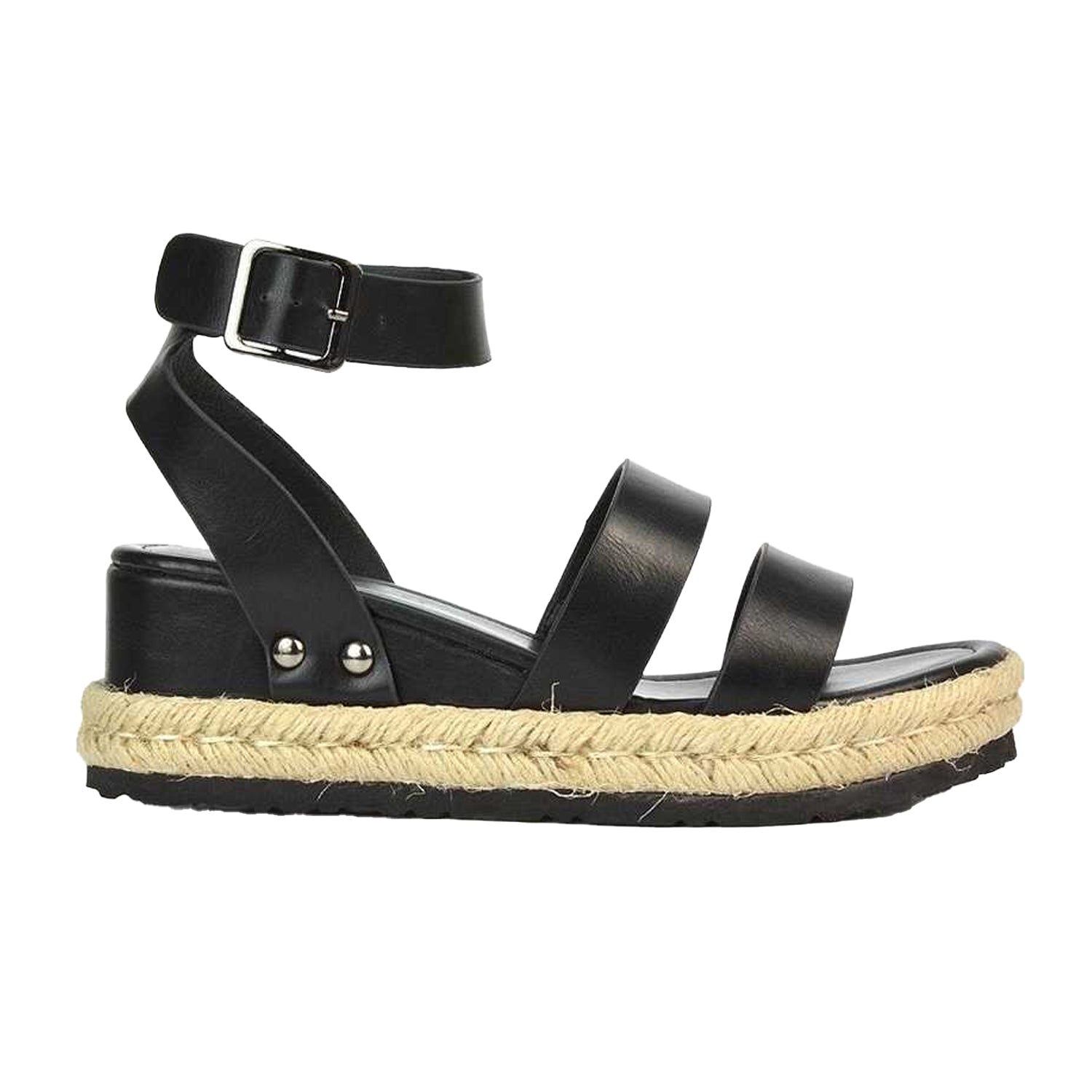 Black - Back - XY London Womens-Ladies Brook Platform Low Wedge Sandals