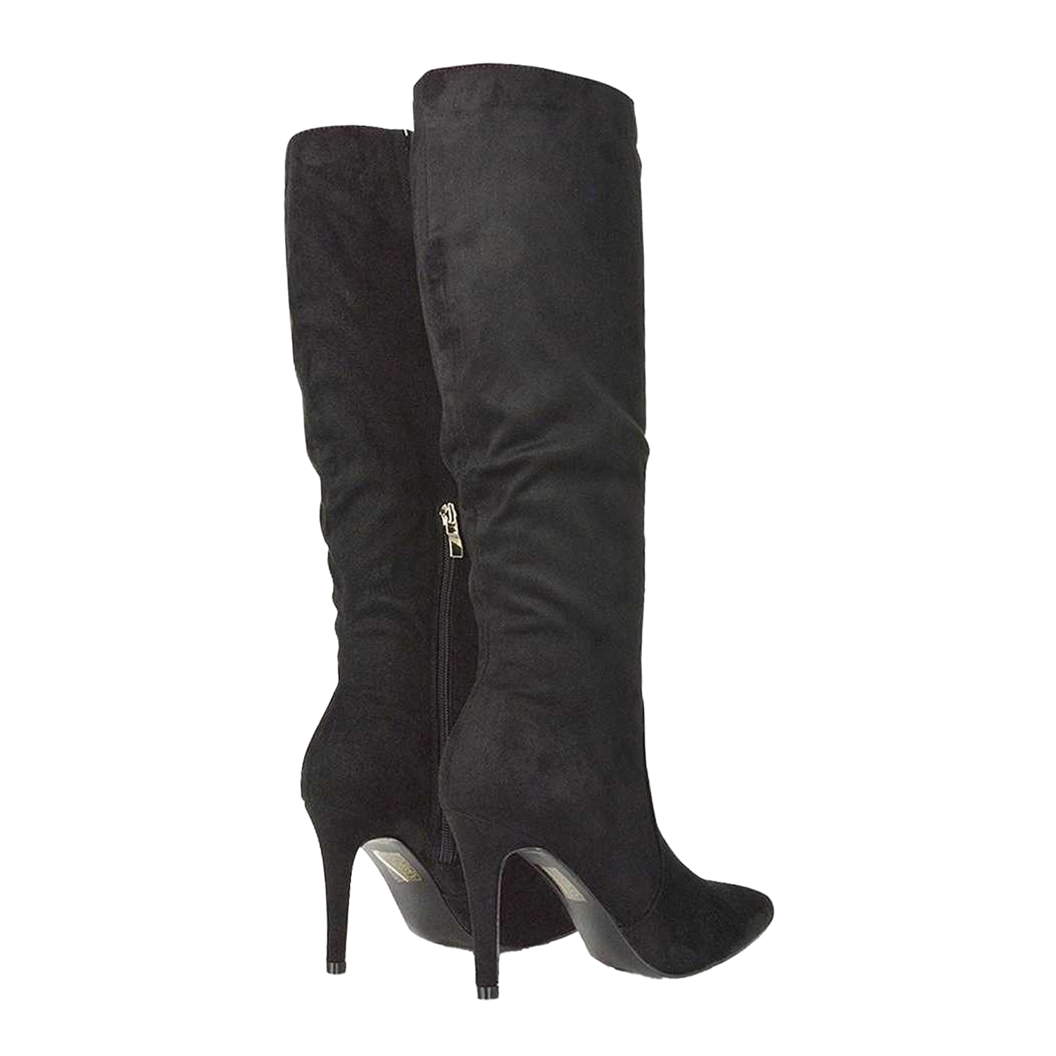 Jet Black - Back - XY London Womens-Ladies Savvy Pointed High Stiletto Heel Knee-High Boots