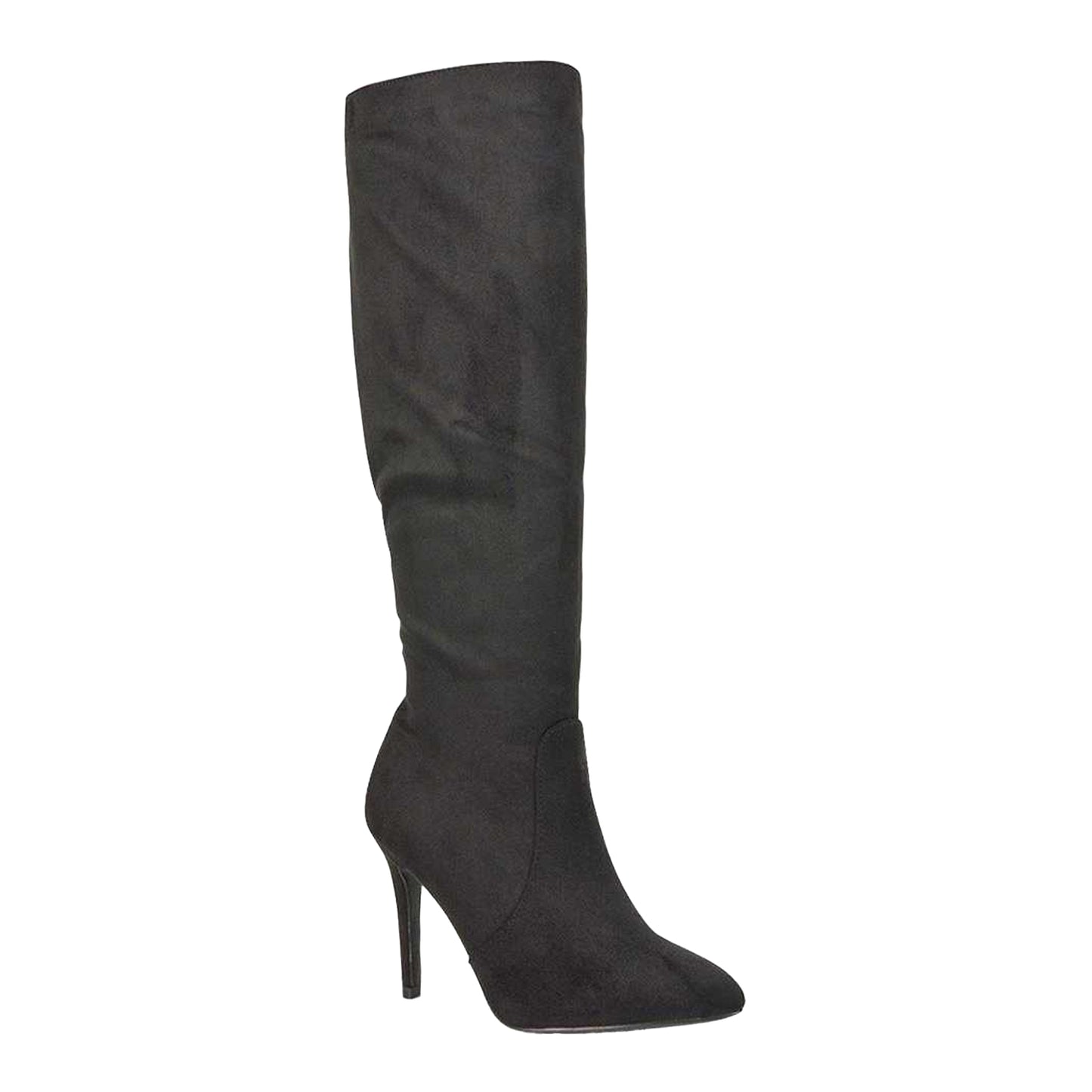 Jet Black - Front - XY London Womens-Ladies Savvy Pointed High Stiletto Heel Knee-High Boots