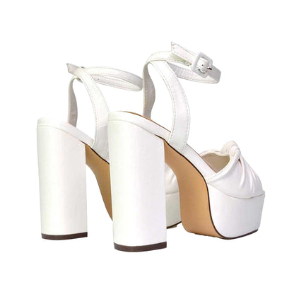 White - Back - XY London Womens-Ladies Lillian Strappy Peep Toe High Block Heel Sandals