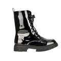 True Black - Side - Womens-Ladies Patent Biker Boots
