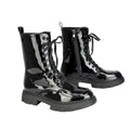 True Black - Pack Shot - Womens-Ladies Patent Biker Boots
