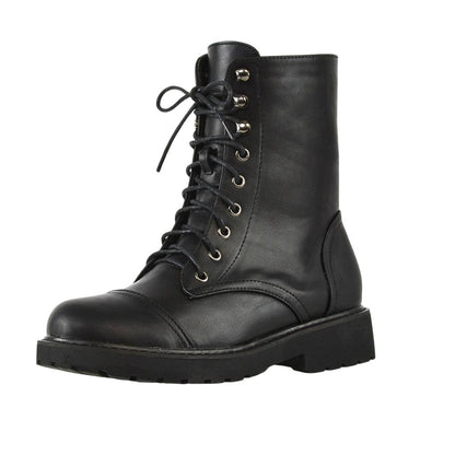 Black - Lifestyle - XY London Womens-Ladies River Zip Military Low Heel Combat Boots