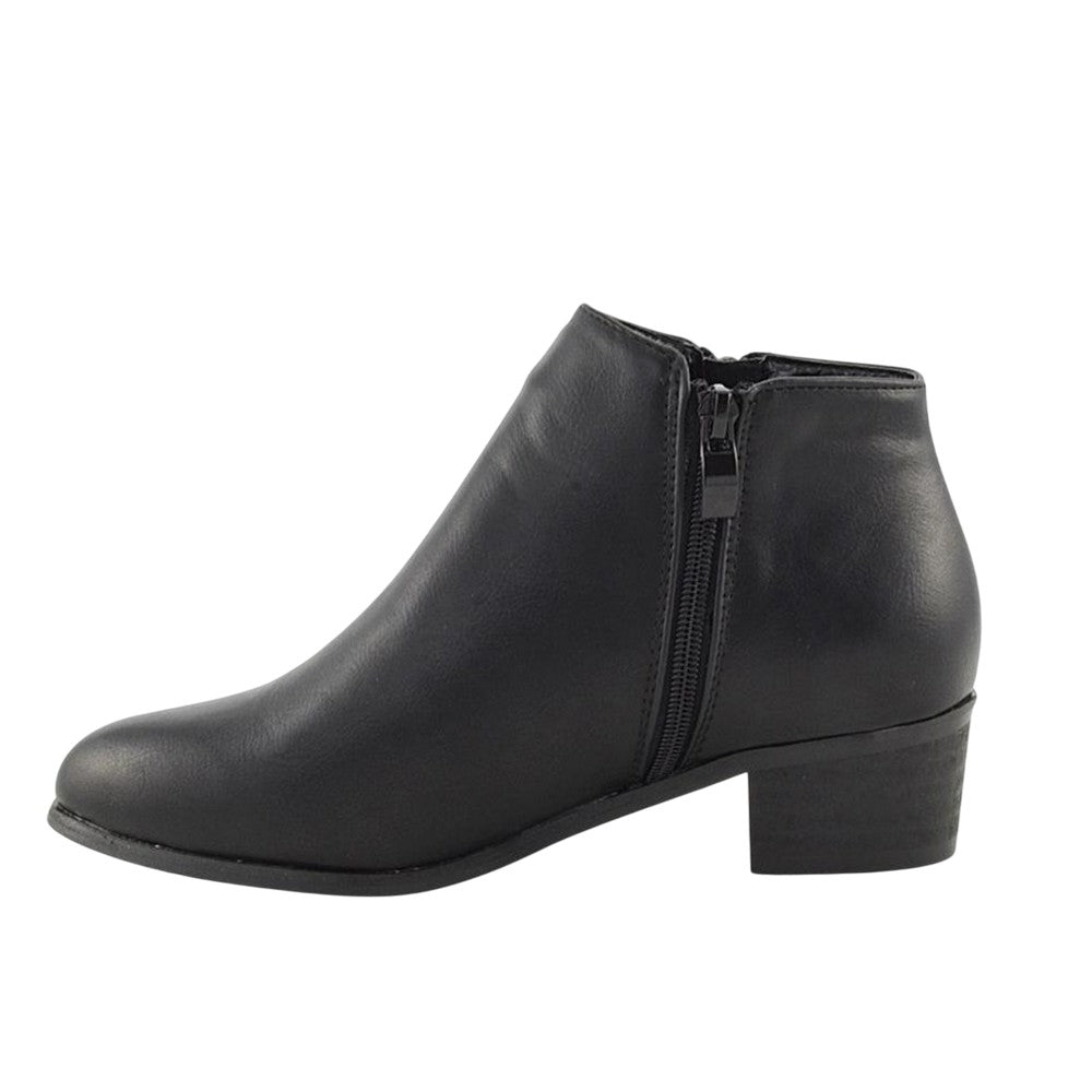 Black - Lifestyle - XY London Womens-Ladies Alberto Zip Low Block Heel Ankle Boots