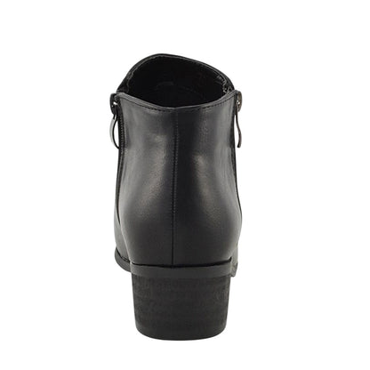 Black - Back - XY London Womens-Ladies Alberto Zip Low Block Heel Ankle Boots