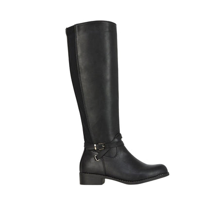 Black - Side - XY London Womens-Ladies Everly Flat Knee-High Boots
