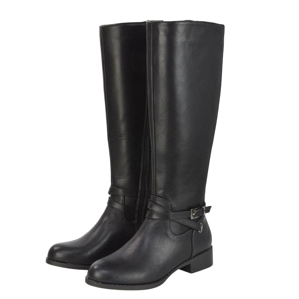 Black - Lifestyle - XY London Womens-Ladies Everly Flat Knee-High Boots