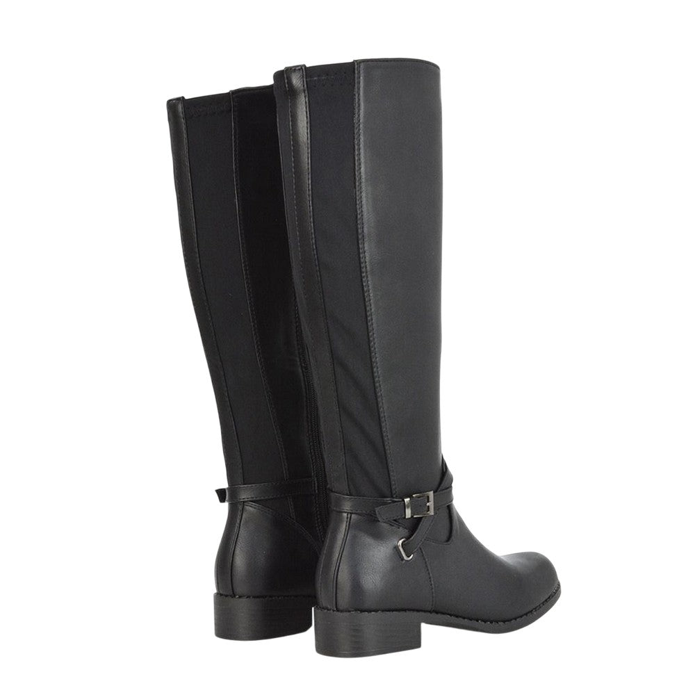 Black - Back - XY London Womens-Ladies Everly Flat Knee-High Boots