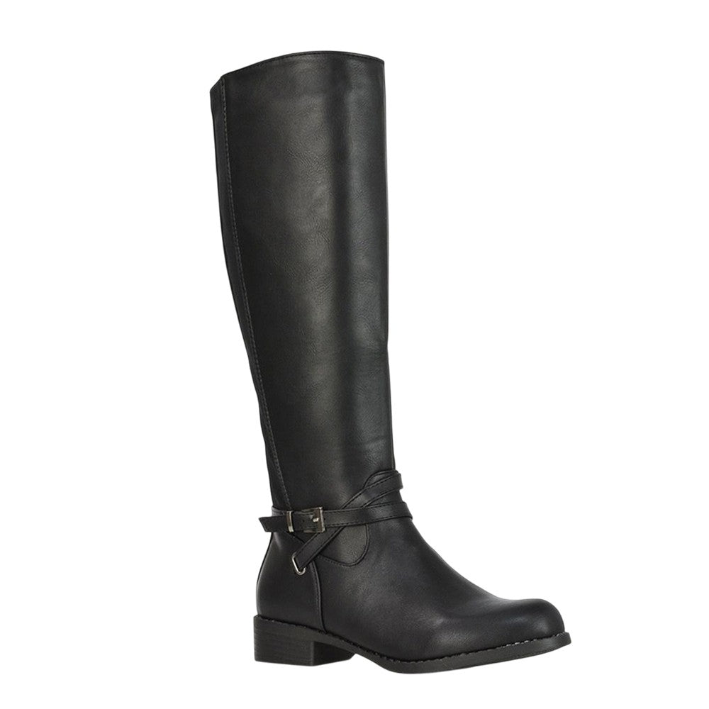 Black - Pack Shot - XY London Womens-Ladies Everly Flat Knee-High Boots