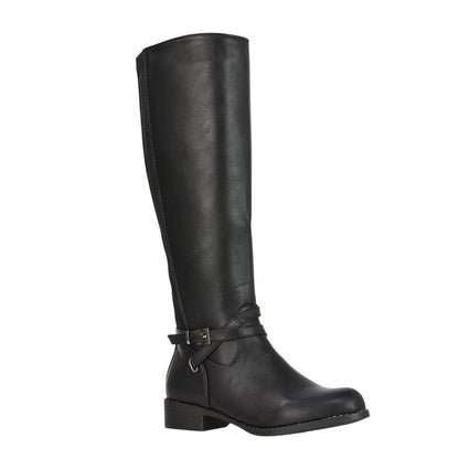 Black - Pack Shot - XY London Womens-Ladies Everly Flat Knee-High Boots
