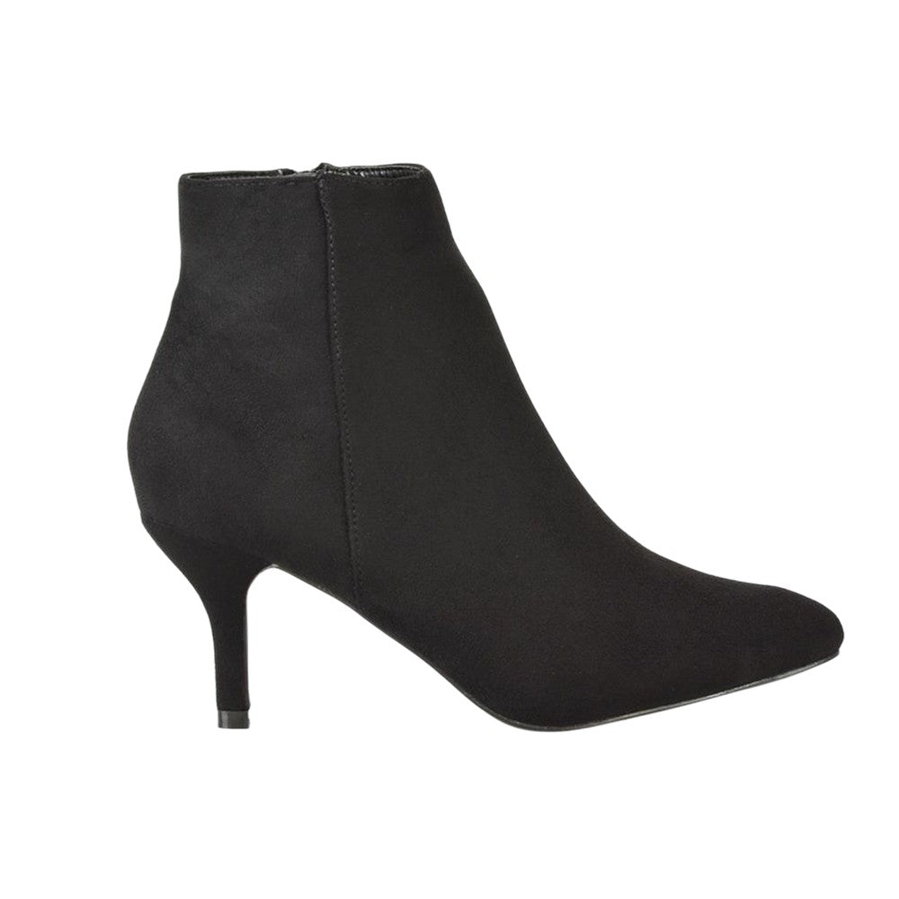 Jet Black - Side - XY London Womens-Ladies Anastsia Side Zip Mid Kitten Heel Ankle Boots