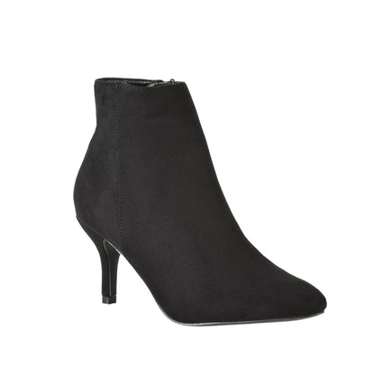 Jet Black - Lifestyle - XY London Womens-Ladies Anastsia Side Zip Mid Kitten Heel Ankle Boots