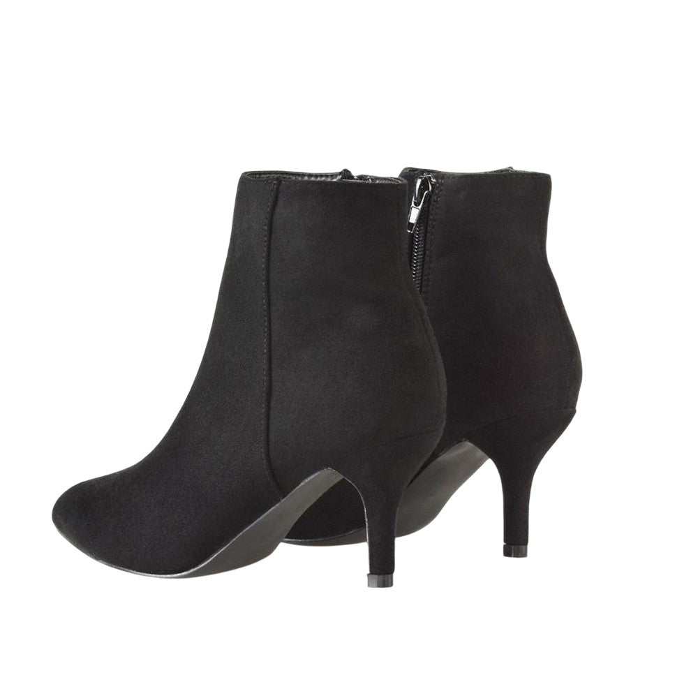 Jet Black - Back - XY London Womens-Ladies Anastsia Side Zip Mid Kitten Heel Ankle Boots