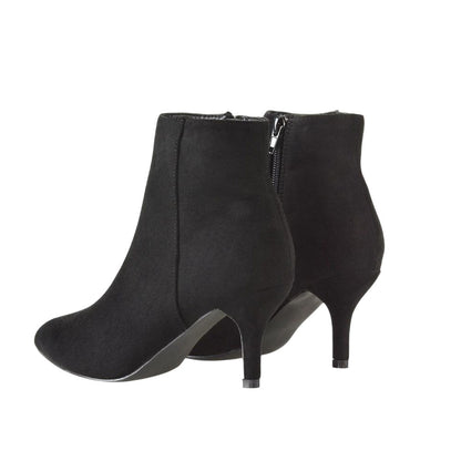 Jet Black - Back - XY London Womens-Ladies Anastsia Side Zip Mid Kitten Heel Ankle Boots
