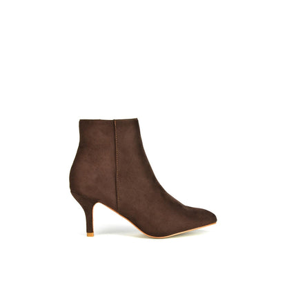 Brown - Front - XY London Womens-Ladies Anastsia Side Zip Mid Kitten Heel Ankle Boots