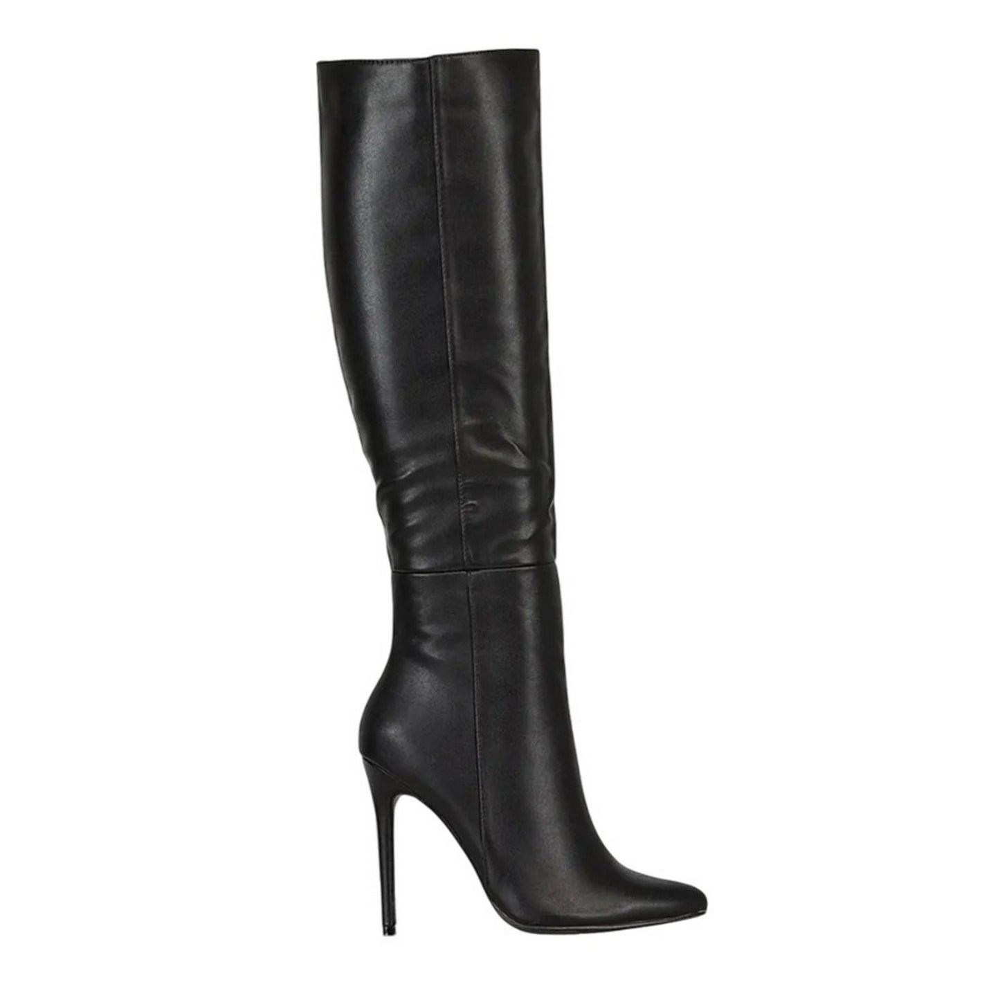 Black - Side - XY London Womens-Ladies Nora Pointed Side Zip High Stiletto Heel Knee-High Boots