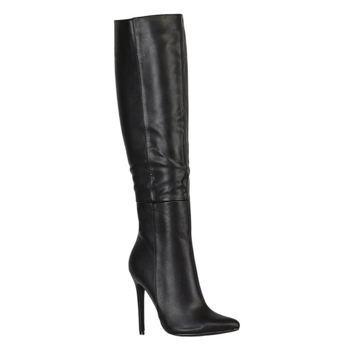 Black - Lifestyle - XY London Womens-Ladies Nora Pointed Side Zip High Stiletto Heel Knee-High Boots