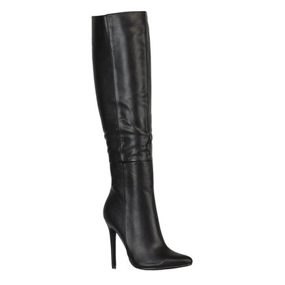 Black - Lifestyle - XY London Womens-Ladies Nora Pointed Side Zip High Stiletto Heel Knee-High Boots