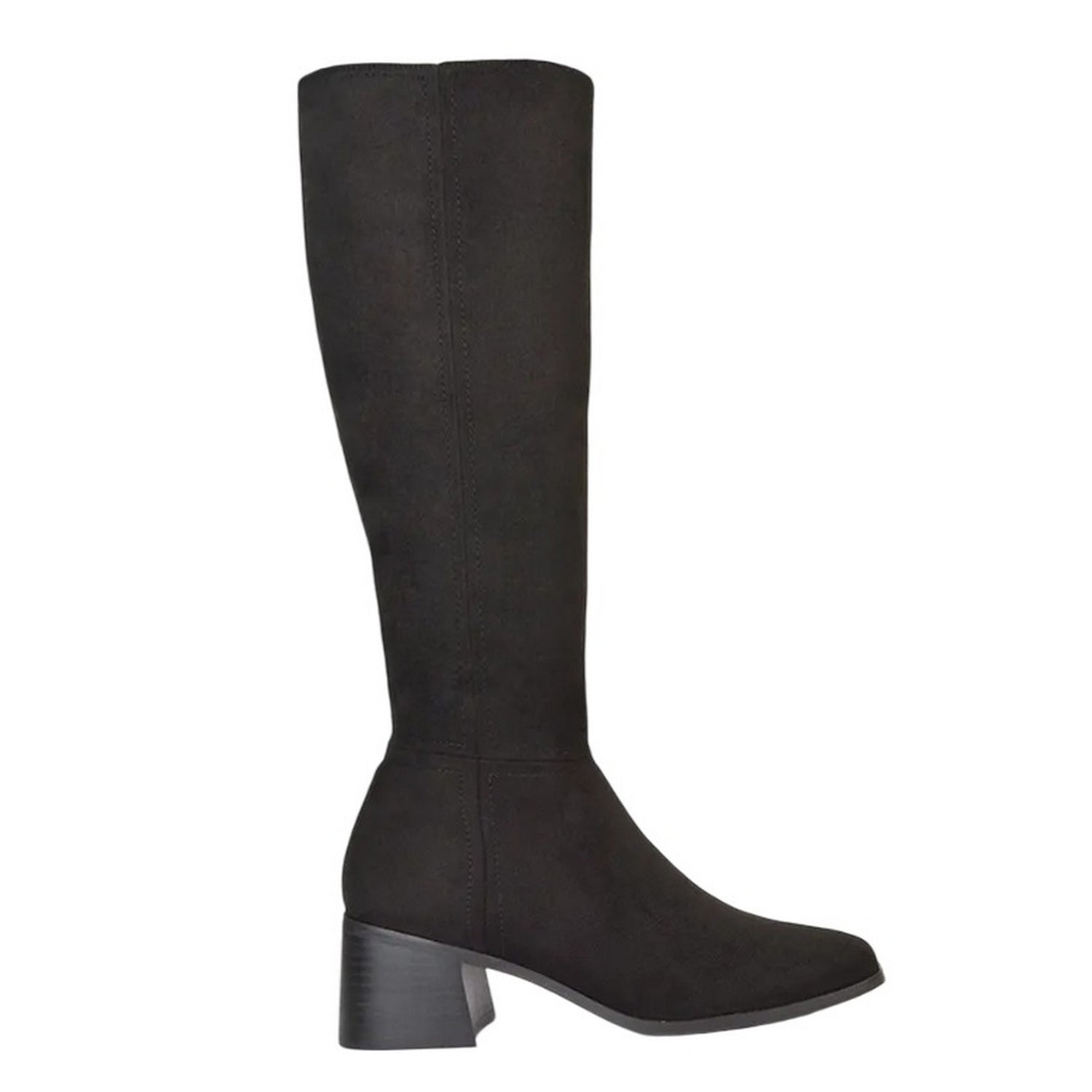 Jet Black - Lifestyle - XY London Womens-Ladies Ruby Square Toe Side Zip Low Heel Knee-High Boots