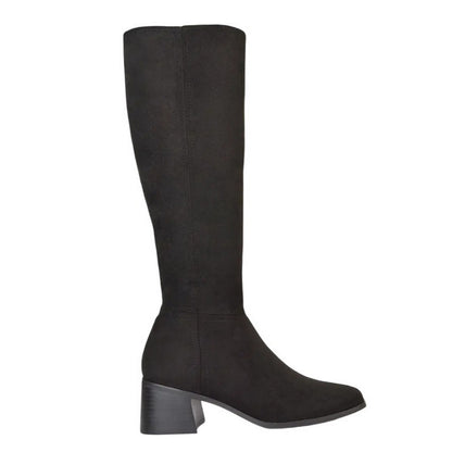 Jet Black - Lifestyle - XY London Womens-Ladies Ruby Square Toe Side Zip Low Heel Knee-High Boots