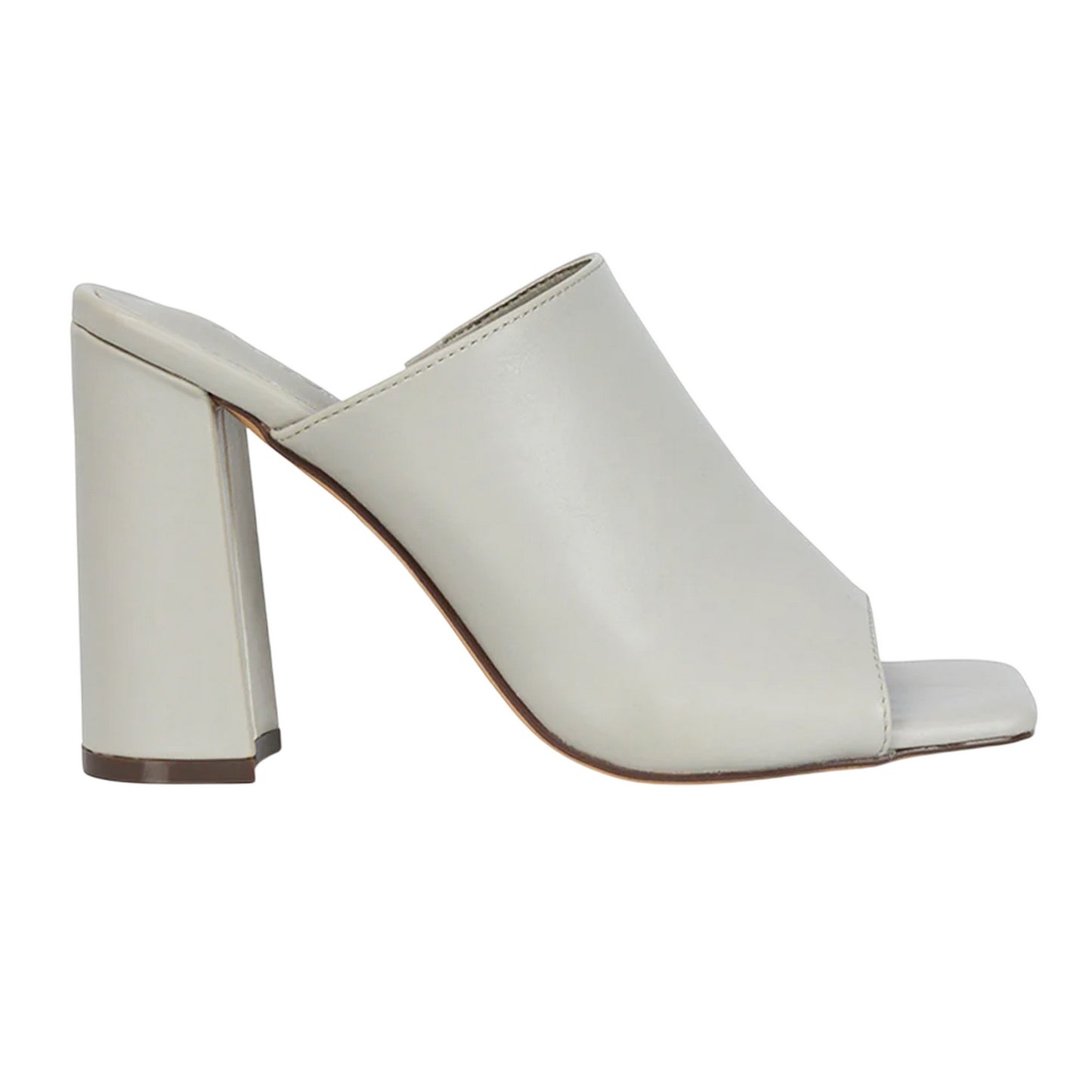 Stone - Side - XY London Womens-Ladies Square Toe High Block Heel Mule Sandals