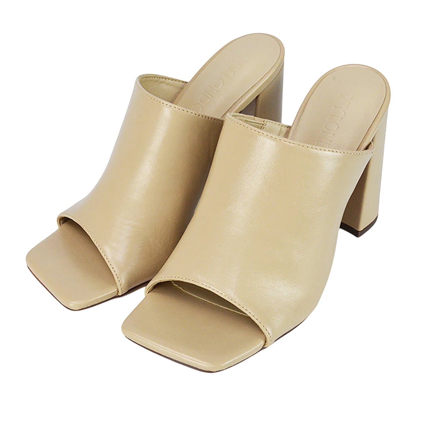 Nude - Lifestyle - XY London Womens-Ladies Square Toe High Block Heel Mule Sandals