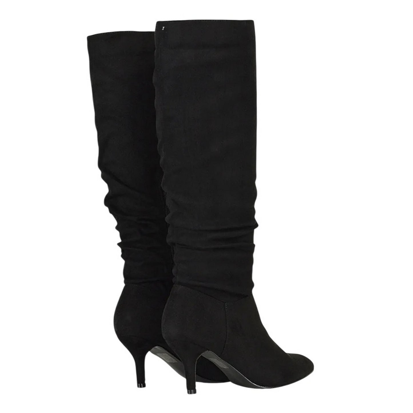 True Black - Back - XY London Womens-Ladies Sian Ruched Pointed Mid Stiletto Knee-High Boots