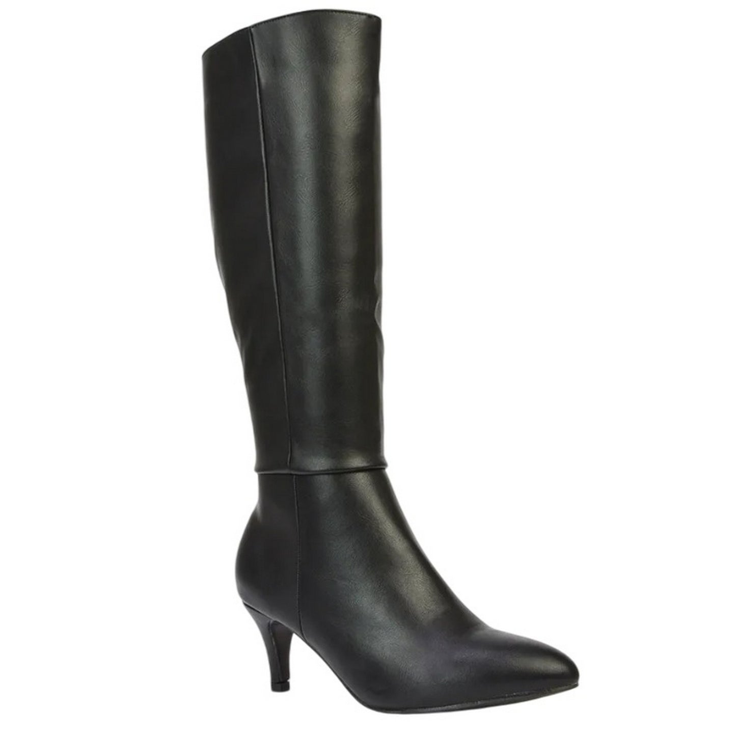 Black - Side - XY London Womens-Ladies Coby Pointed Mid Stiletto Knee-High Boots