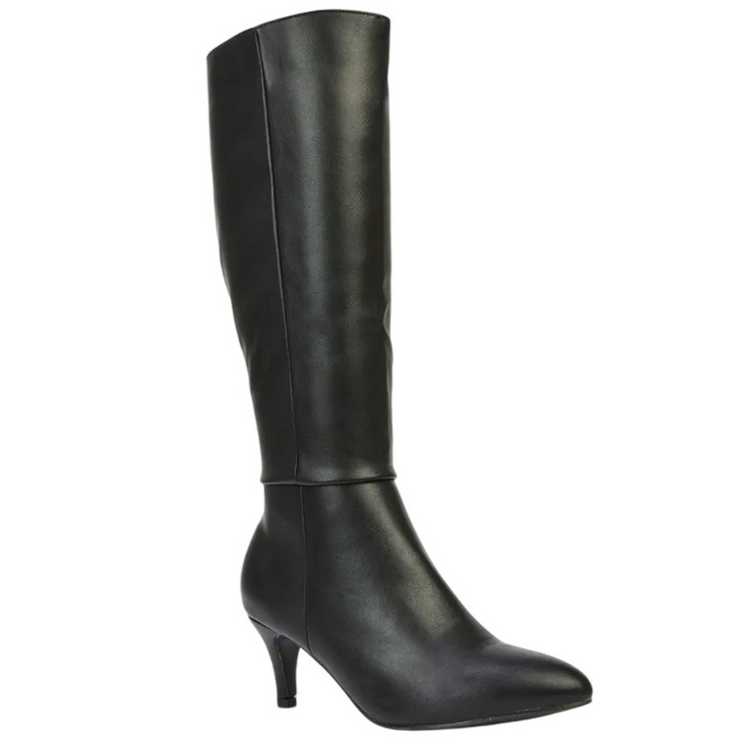 Black - Side - XY London Womens-Ladies Coby Pointed Mid Stiletto Knee-High Boots