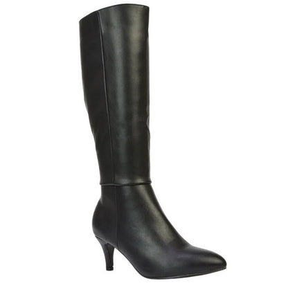 Black - Side - XY London Womens-Ladies Coby Pointed Mid Stiletto Knee-High Boots