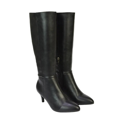 Black - Front - XY London Womens-Ladies Coby Pointed Mid Stiletto Knee-High Boots