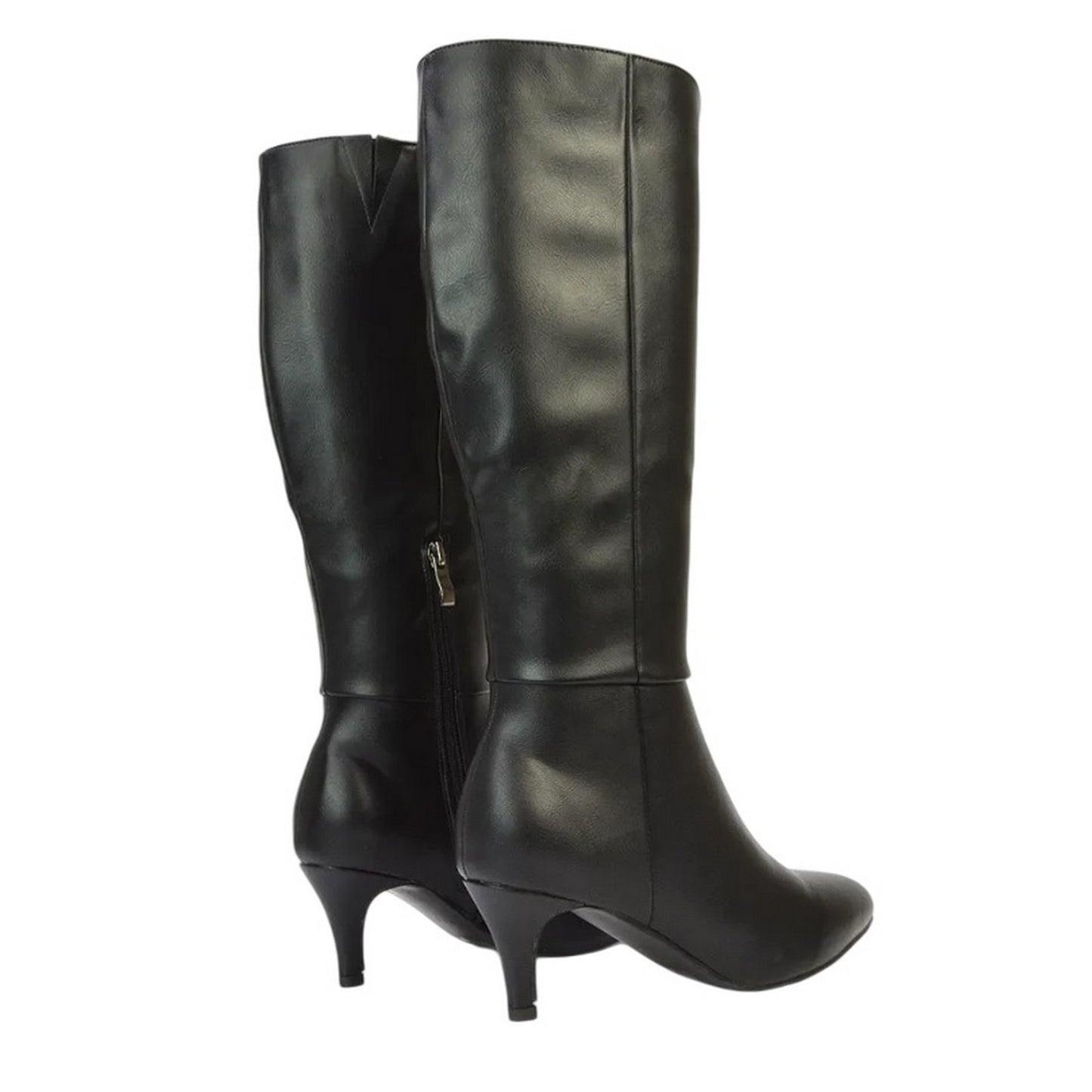 Black - Back - XY London Womens-Ladies Coby Pointed Mid Stiletto Knee-High Boots