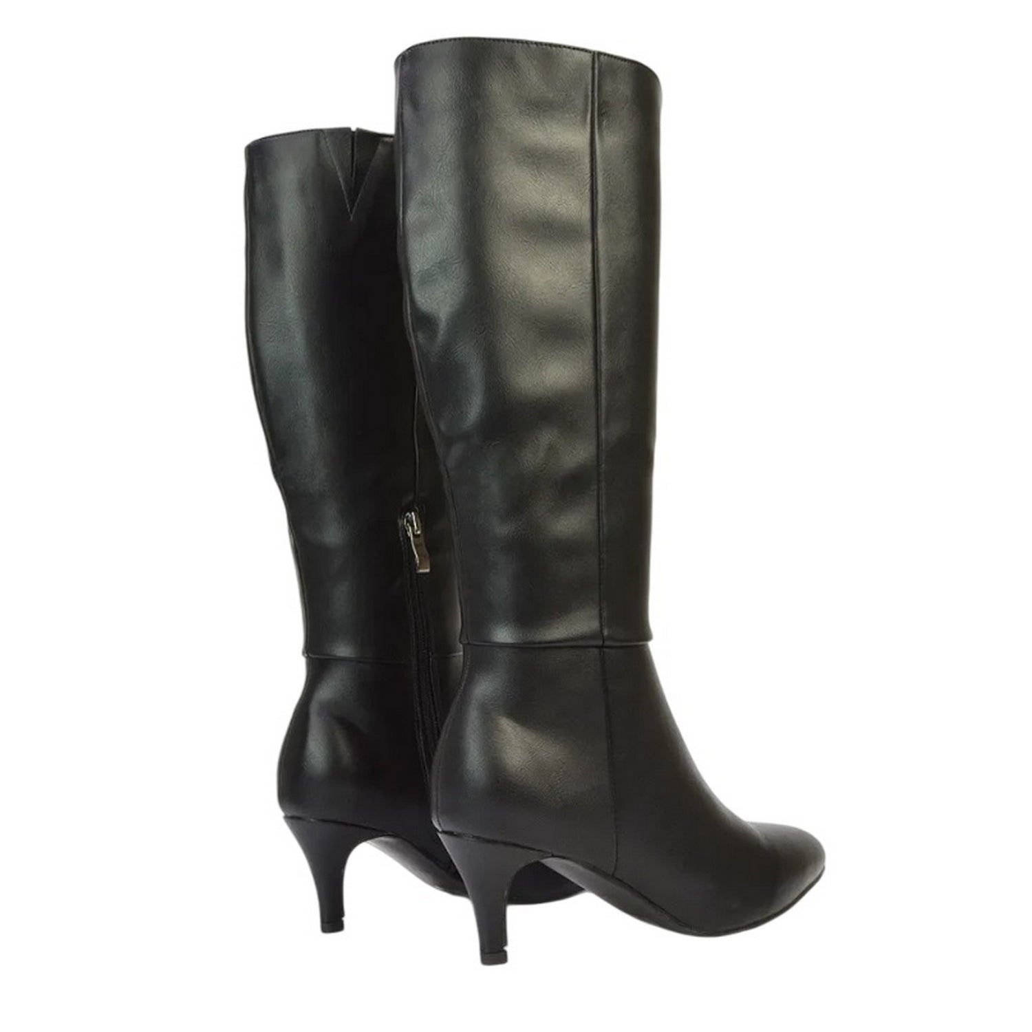 Black - Back - XY London Womens-Ladies Coby Pointed Mid Stiletto Knee-High Boots