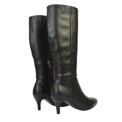Black - Back - XY London Womens-Ladies Coby Pointed Mid Stiletto Knee-High Boots