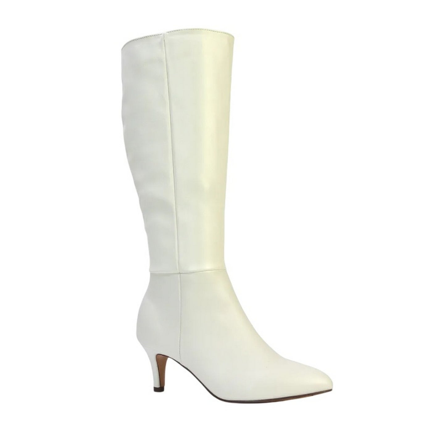 White - Side - XY London Womens-Ladies Coby Pointed Mid Stiletto Knee-High Boots